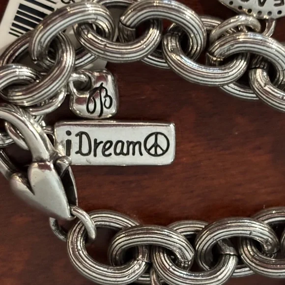 Brighton Silver Charm Bracelet with Heart and Peace Charms - Picture 8 of 13